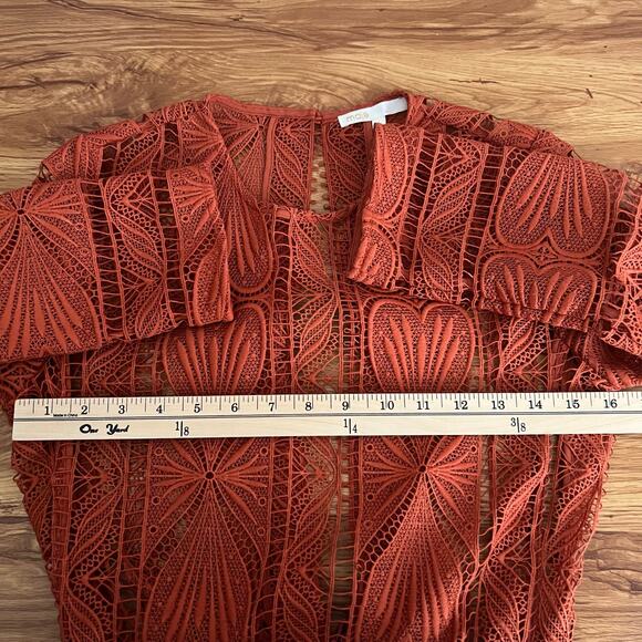 Maje Ripiza Fit And Flare Lace Mini Dress In Terracotta Size 1 ( Small) - Picture 14 of 16